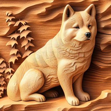 3D model Akita Inu dog (STL)